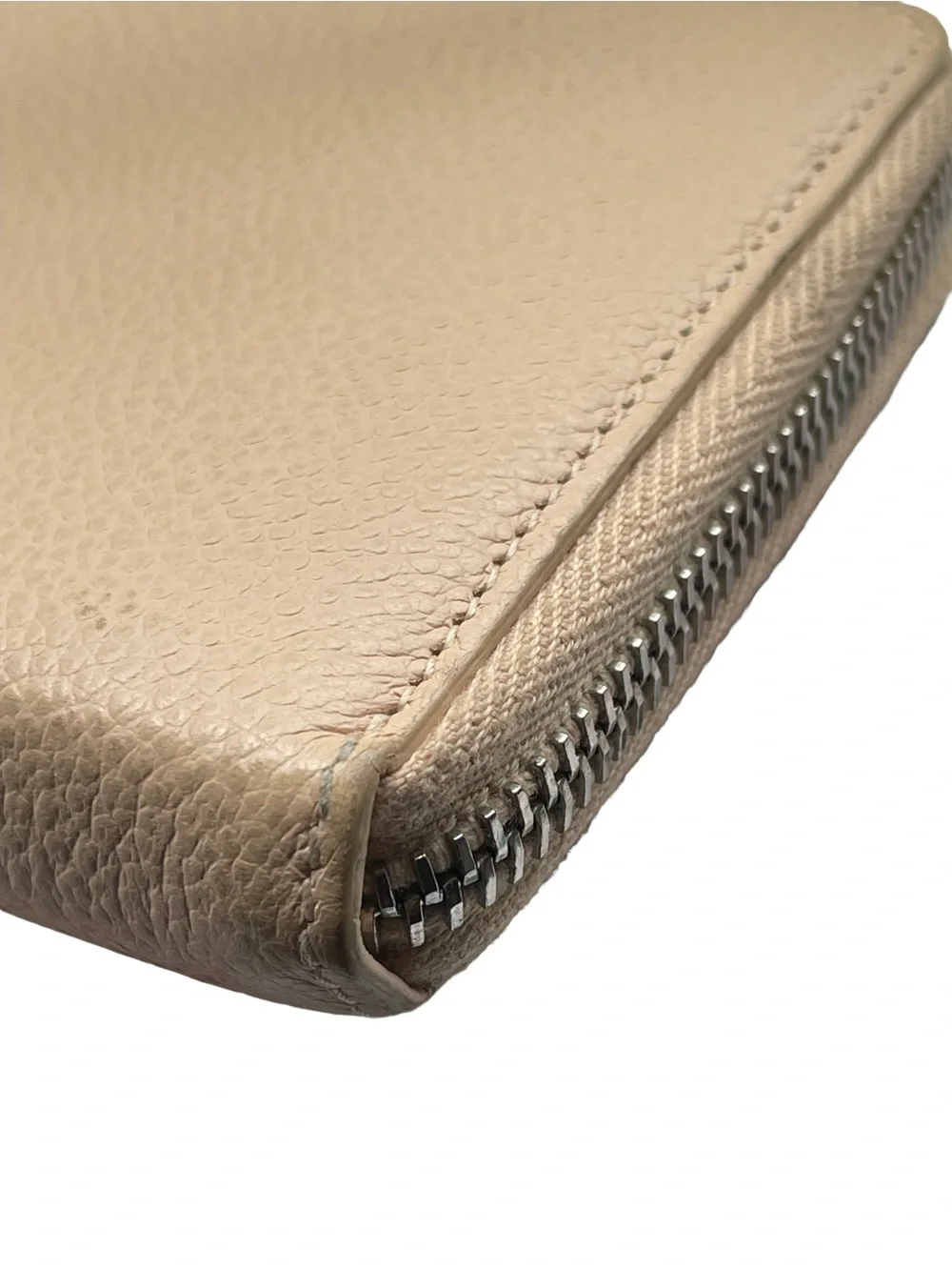 YSL Saint Laurent Beige Long Zip Around Leather Wallet
